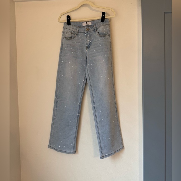 Flying Angel Rhinestone High Waist Straight Leg Jeans- Size 5/27 - Picture 3 of 11